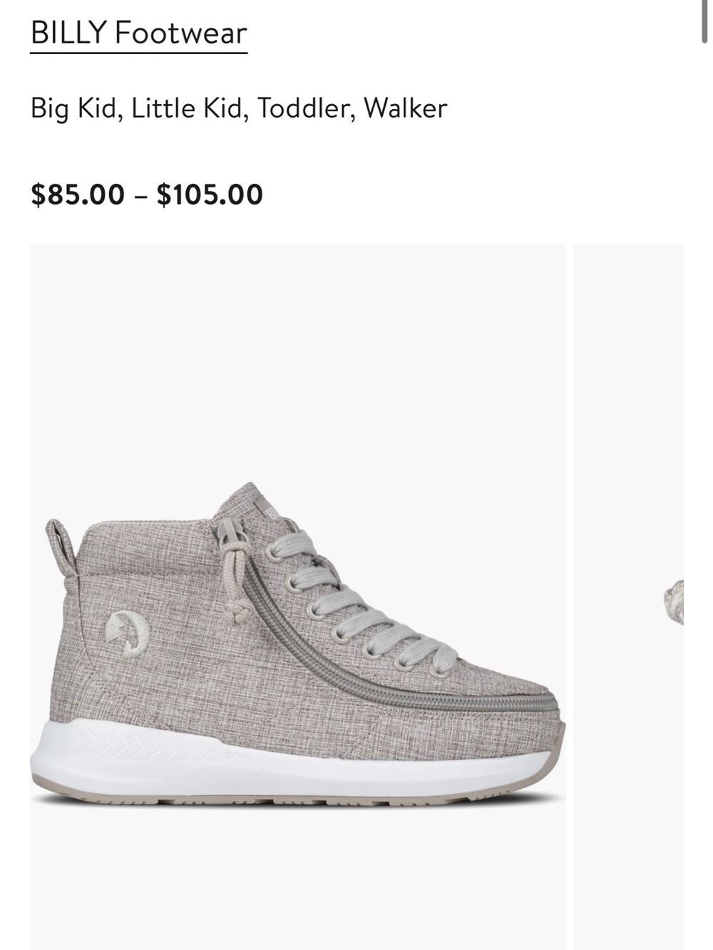 Billy Classic Kids Gray High-Top Sneaker